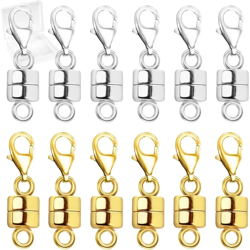 Magnetic Necklace Clasp with Lobster Clasp,14K Gold and Silver Magnetic Jewelry